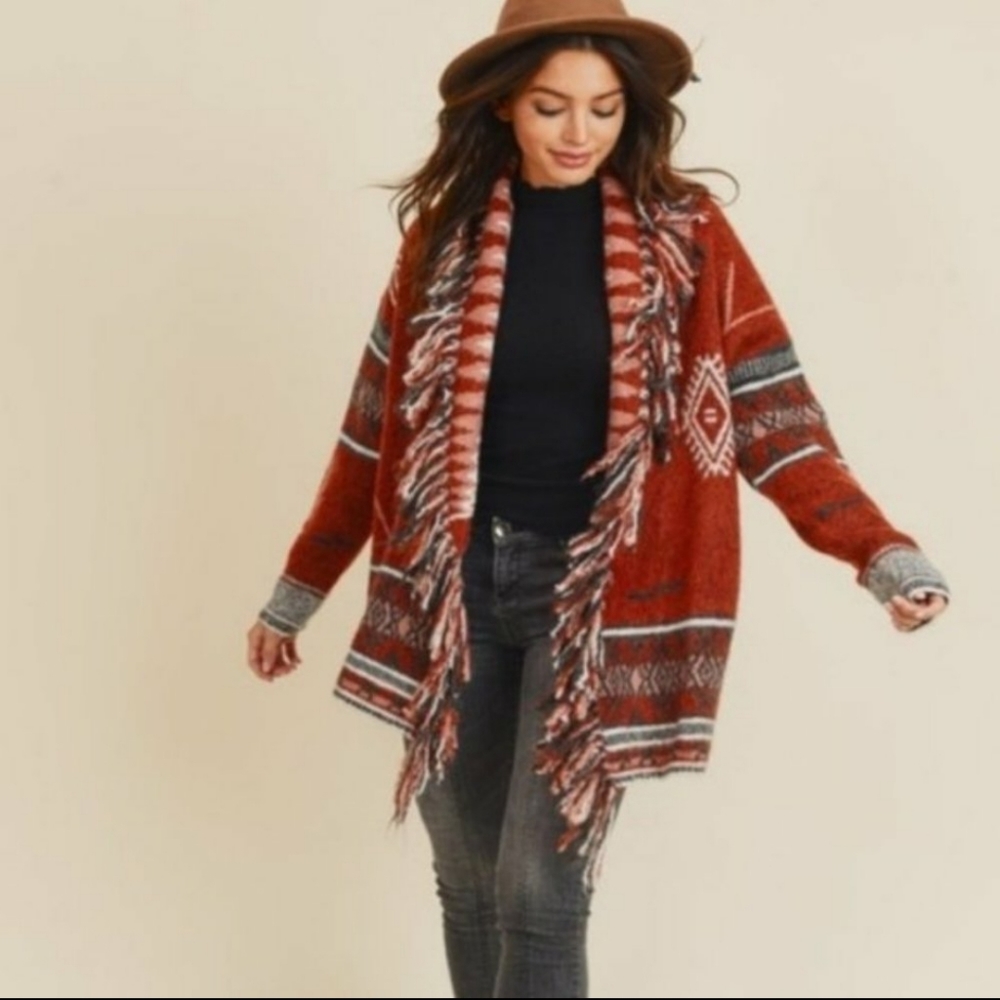 ❣LAST❣"JADE" BOHO TRIBAL CARDIGAN - Picture 2 of 6